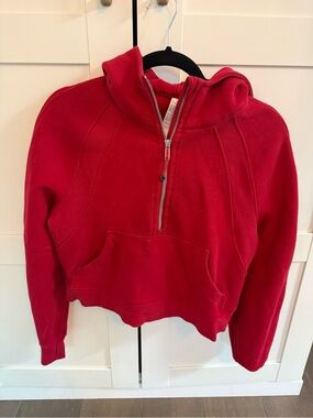 lululemon athletica Red Half-Zip Hooded Sweatshirt